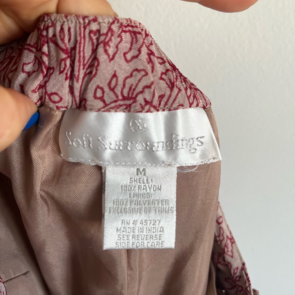 Soft Surroundings Maxi Skirt M Burgundy Boho Pintuck Pleats Waist sequins cottag - Picture 2 of 8
